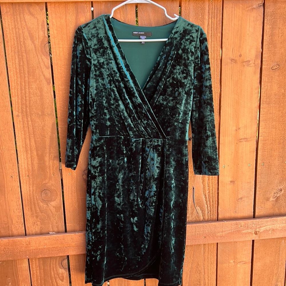 Emerald Green mock wrap style dress